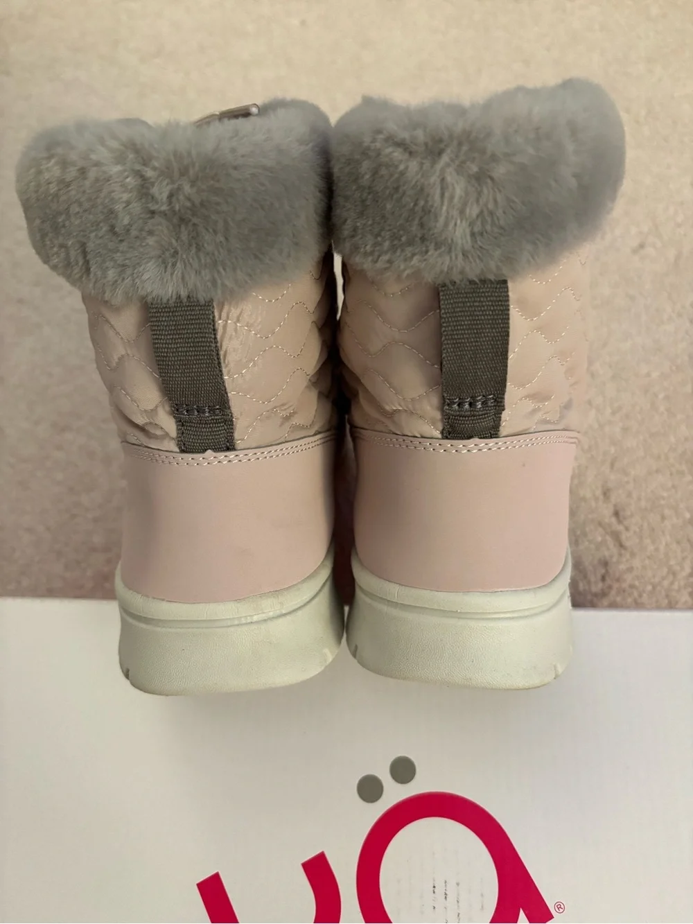 Women’s Ryka Water Repellent Faux-Fur Lace-Up Winter Boots in Blush 8 M
